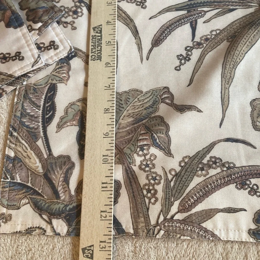 Botanical Floral Fabric Placemats Set of 5 Neutral & Blue Tones
